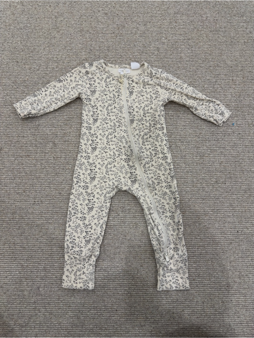 Jamie Kay Cream Floral Zip-Front Footie